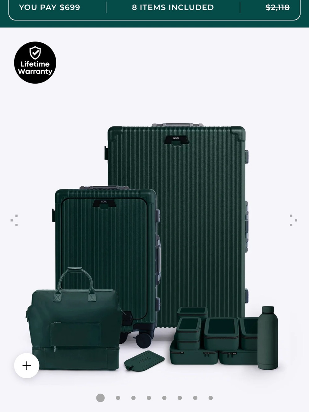 Dark Green Luggage and Travel Set - 8-Piece Travel Collection